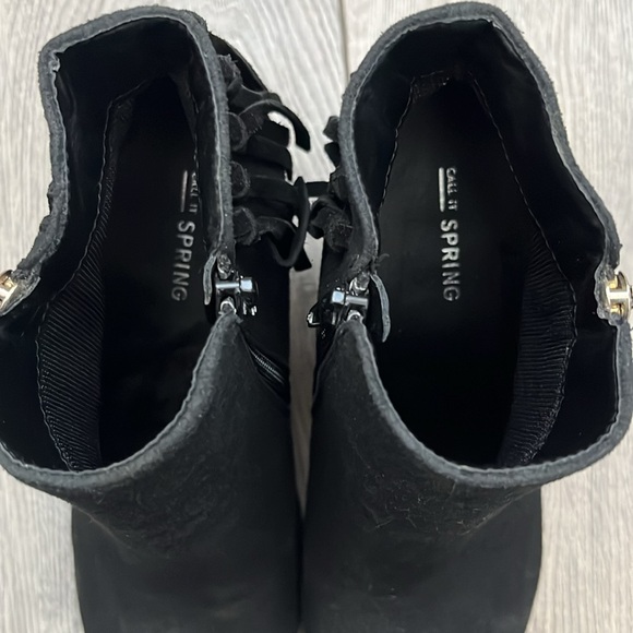 Call It Spring Black Ankle Boots with Fringe - Picture 6 of 9